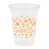 Daisy Groovy Plastic Cups Pink Orange Flower Party Cups Retro Boho Hippie Disposable Cups 60S 70S 12 Oz Cold Drinking Cup For Groovy Party Supplies (50, Colorful Daisy)