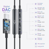 USB C Headphones for iPhone 17 Air 16e 15 Pro Max Plus for iPad Pro USBC Earphones with Microphone Volume Control USB-C Wired Earbuds USB Type C Head