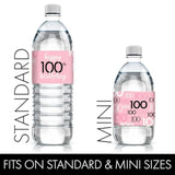 Pink, Black, And White 100Th Birthday Party Water Bottle Labels - 20 Waterproof Wrappers - Pink Birthday Decorations For Women