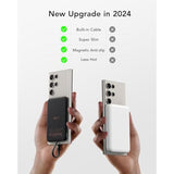 Slim Portable Charger, 5000Mah Lightweight Power Bank With Wired Usb C Cable, Ultra Thin Battery Pack Compatible With Iphone 15/Plus/Pro/Pro Max/Samsung/Android(Non-Wireless Charging), Black