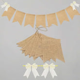 15Packs Burlap Banner 5"X7" With 2Packs Ivory Bow Diy Blank Banner For Weddings Baby Showers Bridal Showers Birthdays Parties And Home Decor