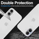 Screen Protector Compatible With Iphone 16, 2 Pcs Back Protector + 2 Pcs Camera Lens Protector, Ultra Hd Glass, Anti-Scratch, Easy Installation