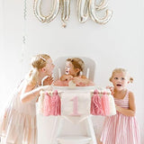 Pink Daisy 1st Birthday High Chair Banner: Tassel Garland, Photo Backdrop