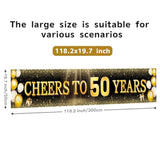 Black & Gold 50th Birthday Banner: Reusable Party Decor 118"x20"
