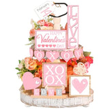 21 Pcs Valentine Tiered Tray Decor Set Valentine Table Decorations Conversation Heart Wooden Decoration Farmhouse Valentines Day Decorations Heart Wooden Signs For Home(Cute)
