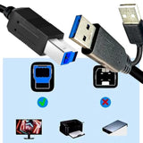 Long Usb3.0 Printer B Cable 60Ft, Usb-A Male To Usb-B 3.0 Male Upstream Cord Compatible With Docking Station, External Hard Drivers, Scanner, Printer With Hp, Canon, Brother And More