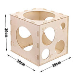 9 Holes Collapsible Wood Balloon Sizer Cube Box - 2" To 10", Measurement Tool For Birthday, Wedding, Party Decorations & Arches (12" X 12" X 12")