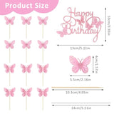 13 Pcs Pink Butterfly Cake Decorations 3D Pink Happy Birthday Cake Topper Birthday Cakes Toppers Butterfly Cupcake Topper For Girls Women Butterflies For Party Wedding Cakes Decor