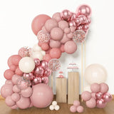 153Pcs Dusty Pink Balloon Garland Arch Kit, Different Sizes 18 12 10 5 Inch Pink White Sand Metallic Confetti Pink Balloons For Girl Baby Shower Birthday Boho Party Decorations