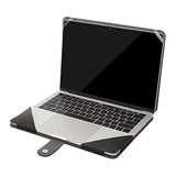 MOSISO Compatible with MacBook Air 15 inch M4 A3241 M3 A3114 M2 A2941 2025 2024 2023/ Pro 15 Case A1990 A1707 2019-2016, PU Leather Portfolio Protective Stand Cover Sleeve with Clear Strip, Black