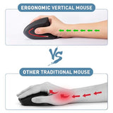 Wireless Ergonomic Mouse, 2.4G Wireless Vertical Ergo Mouse, 800/1200/1600 Adjustable Dpi,6 Buttons Ergonomic Mouse For Laptop/Macbook/Pc/Desktop-Black