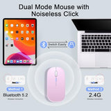 Wireless Keyboard And Mouse Combo, Rechargeable Bluetooth Keyboard & Mouse With 7 Color Backlit And 2.4 Ghz Wireless Usb Receiver, Compatible With Phone, Ipad, Pc, Laptop, Windows/Ios/Android, Pink