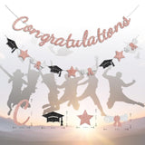 Congratulations Rose Gold Graduation Banner Class of 2025 Pre-Strung Decor