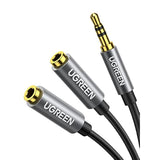 UGREEN Headphone Splitter 3.5mm Audio Stereo Y Splitter Aux Extension Cable Male to Female Dual Headphone Jack Adapter for Earphone Compatible with Switch 2/PS4/PS5 iPhone iPad, Tablet, Laptop, 7.87"