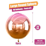 6Pcs Gradient Orange Foil Balloons 22 Inch Large Metallic Mylar Party Decorations