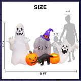 8FT Halloween Inflatable Ghost Cat Pumpkin