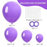 129Pcs Purple Balloons Different Sizes 18 12 10 5 Inch For Garland Arc