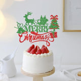 Merry Christmas Cake Topper Red Green Holiday Party Decoration
