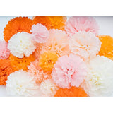 Party Tissue Pom Pom Paper Flower Set, For Birthday Party Baby Shower Wedding Engagement Bachelorette Event Decoration ( Bright Orange Bloom, 20 Piece Set)