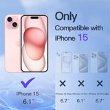 JETech Privacy Screen Protector for iPhone 15 6.1-Inch, Anti-Spy Tempered Glass Film with Easy Installation Tool, 2-Pack