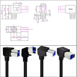 Usb 3.0 Printer Cable - Type A To Type B 90 Degree 50Cm/1.5Ft For Printer, Monitor, External Hard Drive, Scanner