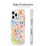 Clear Phone Case For Iphone 16 Pro Compatible With Magsafe, Fall Cute Flower Floral Colorful Designer Girly Magnetic Shock Proof Heavy-Duty Protection For Men Boys Women Girls Pink