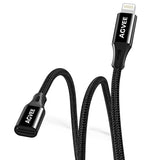 1ft Lightning Extension Cable, Braided Female to Male Extender Full Function Cord Compatible with iPhone iPad, Data Sync Video Audio & Charging
