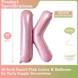 40 Inch Pastel Pink Letter K Balloons, 1 Pcs, K Foil Mylar Helium Balloons For Birthday Party Supplies, Wedding, Anniversary Event Celebration Decorations, Alphabet Pink K