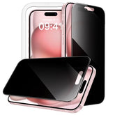 360 Degree Privacy Screen Protector for iPhone 15 6.1-Inch, 4-Way Anti-Spy Tempered Glass Film with Easy Installation Tool, 2-Pack