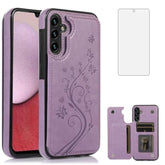 Phone Case For Samsung Galaxy A36 5G With Tempered Glass Screen Protector And Card Holder Wallet Cover Stand Flip Leather Cell Accessories A 36 36A Lte Sm-A366U Women Men Purple