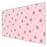 Kawaii Mousepad Cute Strawberry, Pink Gaming Deskmat, Anime Aesthetics Desk Mat, Strawberry Pastel Peach Yoghurt Kawaii Desk Pad, Cute Large Mouse Pad Mouse Mat