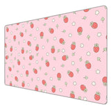 Kawaii Mousepad Cute Strawberry, Pink Gaming Deskmat, Anime Aesthetics Desk Mat, Strawberry Pastel Peach Yoghurt Kawaii Desk Pad, Cute Large Mouse Pad Mouse Mat