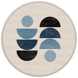 Mid Century Modern Blue Geometry Art Small Mouse Pad 7.9X7.9 Inches,Washable Round Cloth Mousepad For Office Laptop Computer,Non-Slip Rubber Base Mouse Pads For Wireless Mouse,Girls Gifts