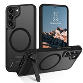 Magnetic For Samsung Galaxy S22 Case, Compatible With Magsafe With Invisible Kickstand, Translucent Matte Back Tpu Bumper Military Grade Samsung Galaxy S22 Phone Case, Black