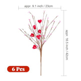 Valentine’S Day Gifts, Valentines Day Decorations, 6 Pcs Artificial Berry Flower Stems Red Heart Shaped Berry Picks For Valentine’S Day, Propose, Wedding, Home Decor