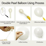 Pearl White Balloons Double Stuffed Pastel White Balloon Garland Different Sizes 18/12/5In Cream Balloon Arch Kit For Wedding Birthday Bridal Baby Shower Party Decorations