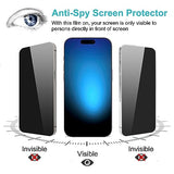 2+2 Pack for iPhone 15 Pro Privacy Screen Protector with Camera Lens Protector Full Coverage Anti-Spy Tempered Glass Film 9H Hardness Easy