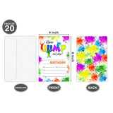 Trampoline Jump Birthday Invitations, Tie Dye Bounce House Theme Birthday Party Invitations For Boys Girls Kids, Birthday Party Invites, Decorations, Favors, 20 Invitations With Envelopes (Ha10)