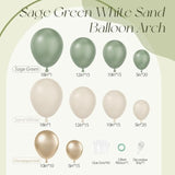 Sage Green Balloon Garland Kit: Sand White & Gold, Baby Shower Decor