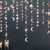 Rose Gold Moon Star Garland Decorations Hanging Twinkle Little Star Birthday Baby Shower Graduation Party Decor Bridal Bachelorette Stars Banner Starry Night Eid Ramadan Celestial Backdrop