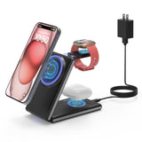 3 In 1 Magnetic Wireless Charging Station For Fitbit Watch, Foldable Wireless Charger Stand For Iphone 16/15/14/13/12 Pro Max, Fitbit Watch Versa 4/Versa 3/Sense 2/Sense, Airpods 3/2/Pro