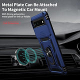 For Google Pixel 6 Case With Camera Lens Cover Hd Screen Protector, 10 Ft Military Grade Drop Protection, Magnetic Ring Holder Kickstand Protective Phone Case, Navy Blue