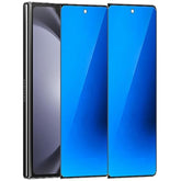 2 Pack Outer Anti-Blue Privacy Tempered Glass For Samsung Galaxy Z Fold 5 / Z Fold 4 Front Mirror Anti-Spy Screen Protector Anti-Peeping Full Covered Film Electroplated Blue