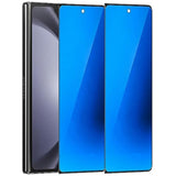 2 Pack Outer Anti-Blue Privacy Tempered Glass For Samsung Galaxy Z Fold 5 / Z Fold 4 Front Mirror Anti-Spy Screen Protector Anti-Peeping Full Covered Film Electroplated Blue
