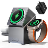 3 In 1 Charging Station For Apple, Iphone Mag-Safe Charger, Qi2 Certified, Rotating Wireless Charger Stand For Iphone 16,15,14,13,12 Series, Apple Watch, Airpods (Usb-C Charger Included)