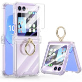 Case For Samsung Galaxy Z Flip 6 Case With Hinge Protection 2 Pack Tempered Glass Screen Protection Cover For Samsung Galaxy Z Flip 6 5G(Clear)