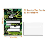 Reptile Birthday Party Invitations, 20-Count Snake Lizard Crocodile Theme Birthday Party Invites With Envelopes-Hbyqk-B36