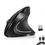 Wireless Mouse Ergonomic Mouse Rechargeable Vertical Optical Mice With Usb Receiver, 6 Buttons 2.4Ghz For Pc Computer,Laptop,Etc?Black?