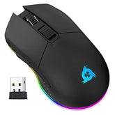 KLIM Blaze Rechargeable Wireless Gaming Mouse RGB Precision Sensor and Long-Lasting Battery - 7 Customizable Buttons - Up to 6000 DPI - Wired & Wireless Mouse for PC Mac & PS4 PS5 - Pink