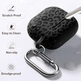 Leopard Engraved Soft Silicone Protective Case for Apple AirPods 4th Generation Case, Compatible with AirPods 4 Case, Cute AirPod 4 Case Accessories with Keychain, Black